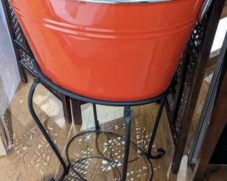Tin Ice Bucket and Metal Stand $50