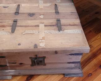 #25 Antique Rustic double-sided chest with rustic metal hardware, opens on both sides, would make a great coffee table
