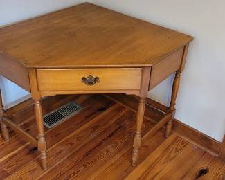 #1 Vintage Maple corner desk with brass hardware