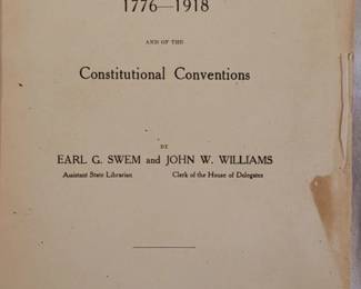 A Register of the General Assembly 1776-1918 and the Constitutional Convention, hardcover book with condition issues