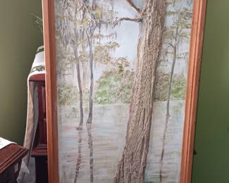 21 x 62 Large  tree picture  tree is made of bark like materials & stands out $175.00