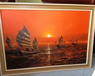 40 x 28 Red Sailboat picture canvas  $175.00