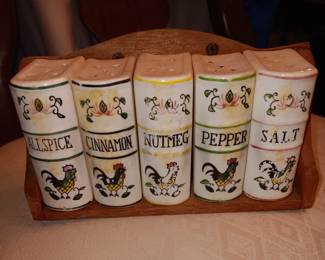 Spice Set w/wooden rack $15.00
