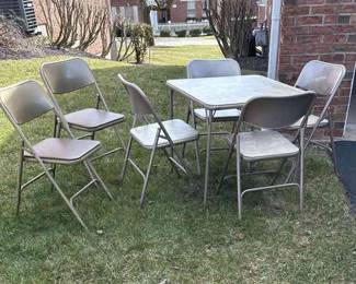 Six Samsonite Folding Chairs And Table 