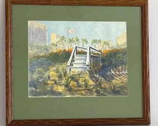 Watercolor Beach Walk By J. Buzard 