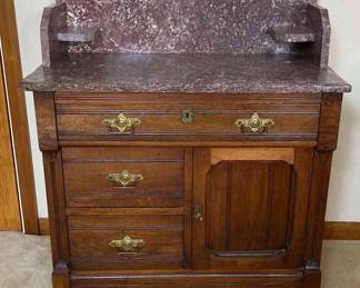 Walnut Wash Stand With Marble Top