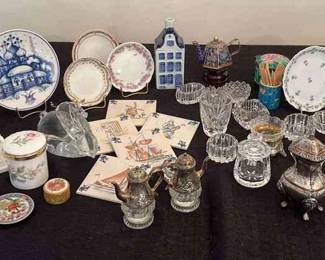 Salt Cellars, Miniature Limoge, Dutch Tiles Miniature House Bottle  More 