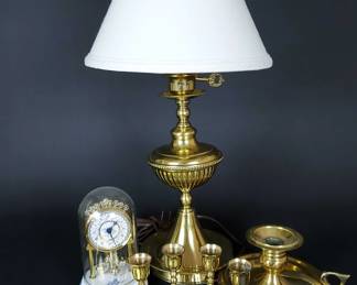 Brass Tone Decor Featuring Reine Handarbelt Anniversary Clock