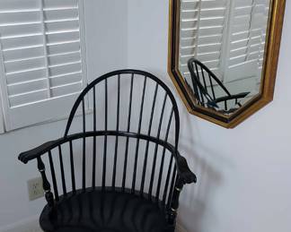 Windsor Style Rocking Chair And Wall Mirror