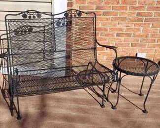 Metal Mesh Glider And Side Table