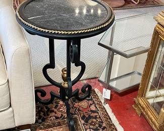 Pair of Iron and Marble Side Tables/Pedestals
