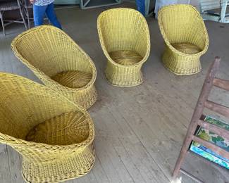 Vintage Yellow Wicker Chairs