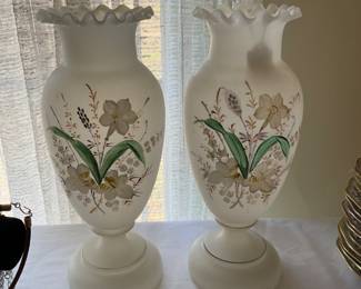 Pair of Vintage/Antique Bristol Glass Vases