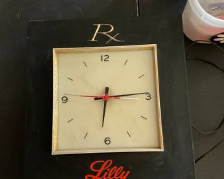 Vintage Lilly RX Advertising Clock - works