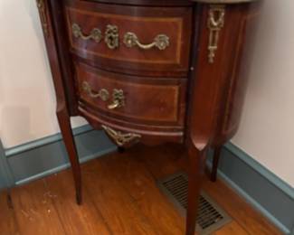 FRENCH MARBLE TOP TABLE.