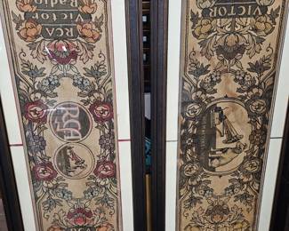 Antique RCA Radio Hand-Stitched Tapestry x 2 (framed)