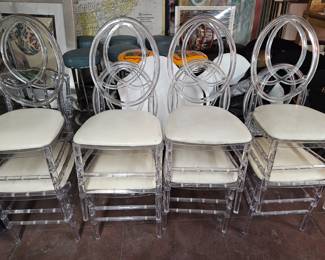 Vintage Acrylic Marilyn Armless Ghost Chairs - complete set of 8 from the Beverly Hills Hilton