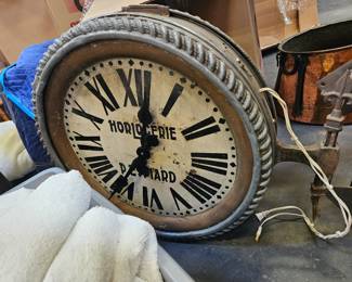 Large Antique Double sided outdoor French Clock with mounting hardware (works)