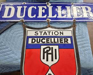 RARE Ducellier double-sided Porcelain Automotive Station Advertising Sign