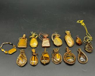 Handmade wrapped mineral pendants jewelry
