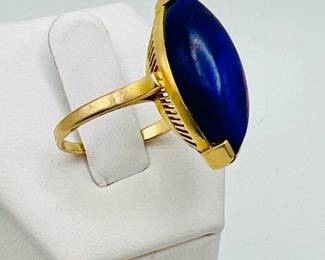 14K Gold Ring Blue Stone

