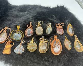 Handmade wrapped mineral pendants jewelry