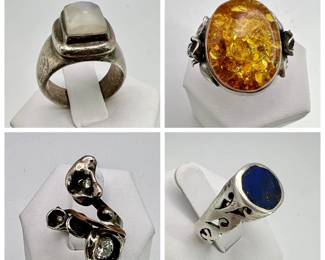 (4) Sterling Silver Rings
