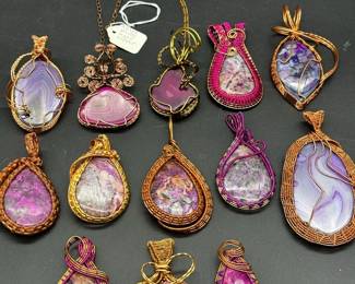 Handmade wrapped mineral pendants jewelry