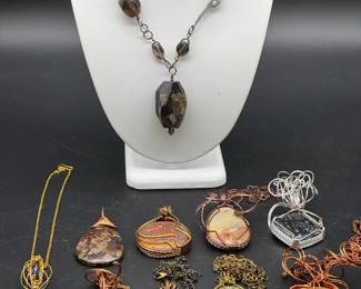 Handmade wrapped mineral pendants jewelry