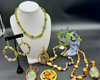 Handmade wrapped mineral pendants jewelry