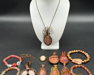 Handmade wrapped mineral pendants jewelry