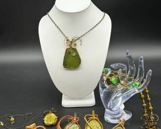 Handmade wrapped mineral pendants jewelry