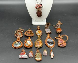 Handmade wrapped mineral pendants jewelry