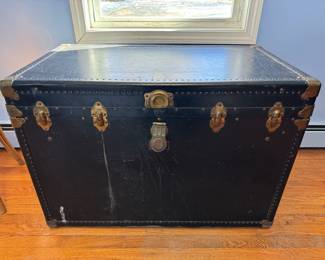 Large Black Oshkosh Steamer Trunk
