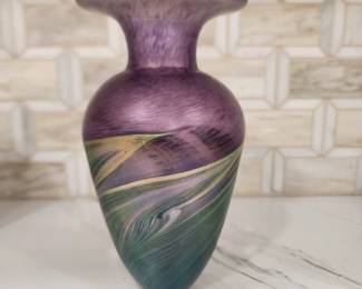 ROBERT HELD STUDIO IRREDESCENT VASE BLOW GLASS