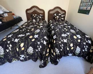 $250 EACH - 2 twin beds (price includes headboard, mattress, box spring, frame & bedding)