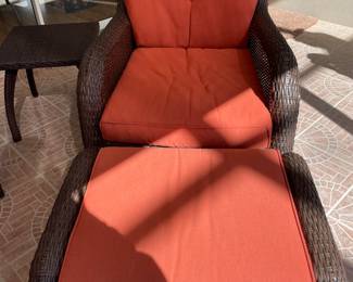 $150 - Resin wicker chair with ottoman