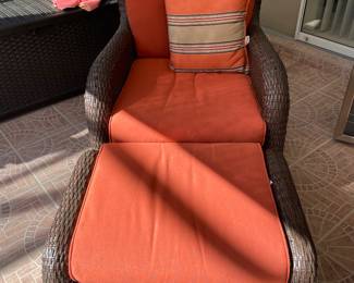 $150 - Resin wicker chair with ottoman