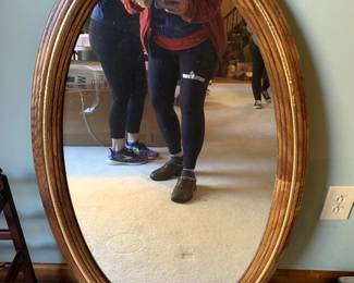 #11	Oak Oval Mirror (K&M Glass)  24x41  (as is)	 $30.00