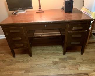 #25	Wood Antique Desk w/7 Drawers - 60x33x30 - You Move Heavy	 $75.00