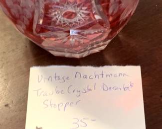 #30	Vintage Nachtamm Traube Crystal Decanter and Stopper	 $35.00