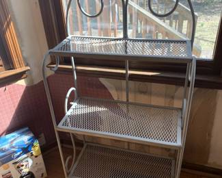 #15	Wrought Iron Bakers Rack Painted gray - 25x12x50	 $75.00