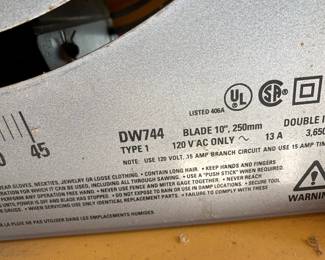 #61	DeWalt Table Saw Model DW744	 $150.00