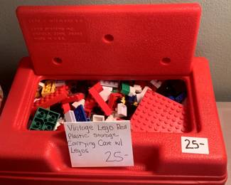#134	Vtg. Lego Red Plastic Storage Case w/Legos	 $25.00