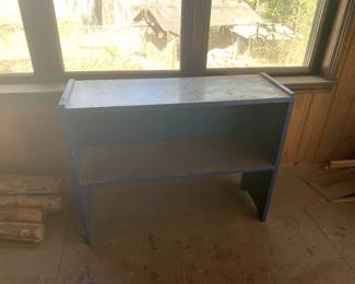 #70	Blue-painted wood Shelf - 34x11.5x26	 $30.00