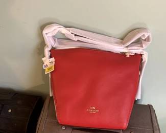 #107	Red Coach Should Bag - Red Leather	 $75.00