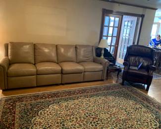 #1	Tan Leather Double Recliner (one side doesn't work) (as is burns on Arm) - 104" Long	 $100.00 			
#2	Burgundy Leather Recliner w/nail head trim	 $200.00