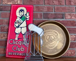 Vintage beer tray, liquor signs