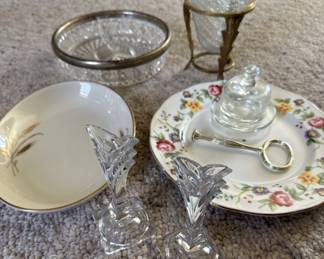 Crystal candle holders, China, display pieces