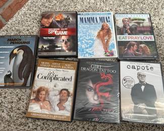DVD movies - Mamma Mia, Capote, It’s Complicated, Spy Game, Girl
With the Dragon Tattoo, March of the Penguins